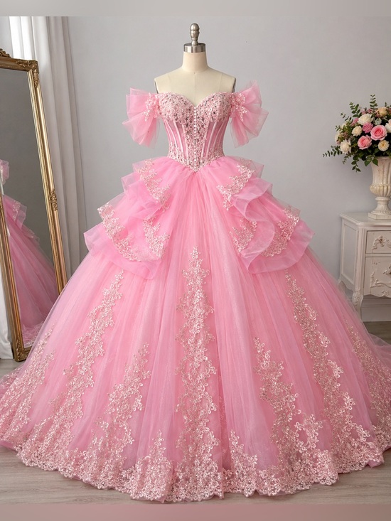 Dresses & Skirts - Pink Princess Ball Gown Quince Prom Cosplay Corset Dress Size 6 NWOT